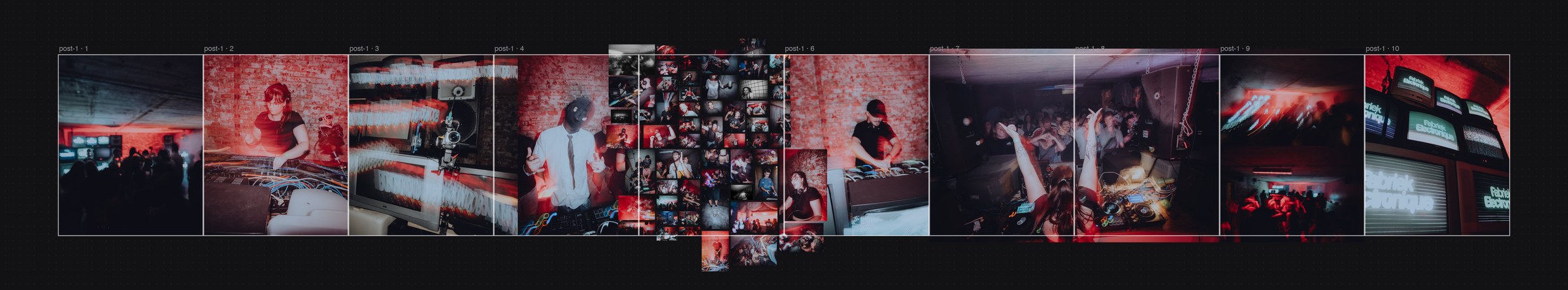 A ten-slide carousel strip fully composed with concert photos